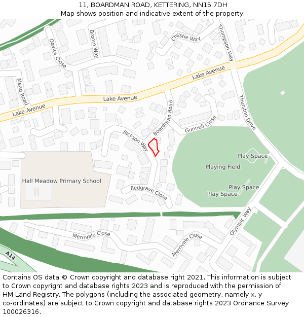 11, BOARDMAN ROAD, KETTERING, NN15 7DH: Location map and indicative extent of plot