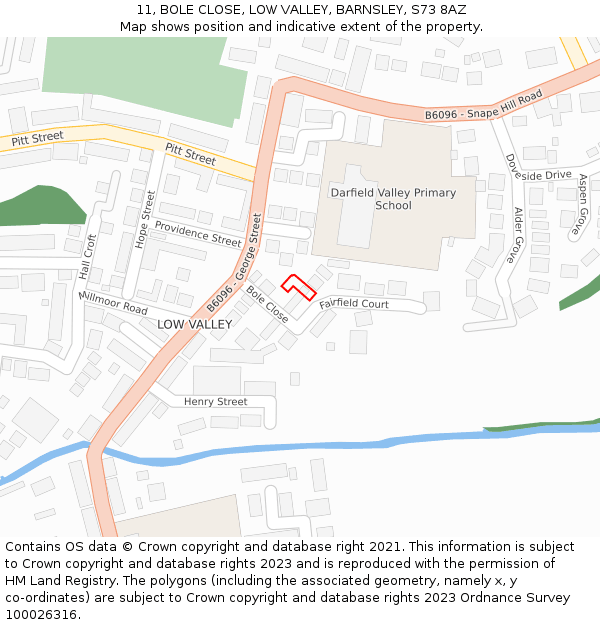 11, BOLE CLOSE, LOW VALLEY, BARNSLEY, S73 8AZ: Location map and indicative extent of plot