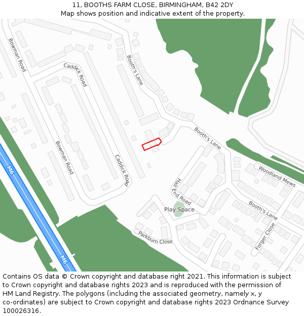 11, BOOTHS FARM CLOSE, BIRMINGHAM, B42 2DY: Location map and indicative extent of plot