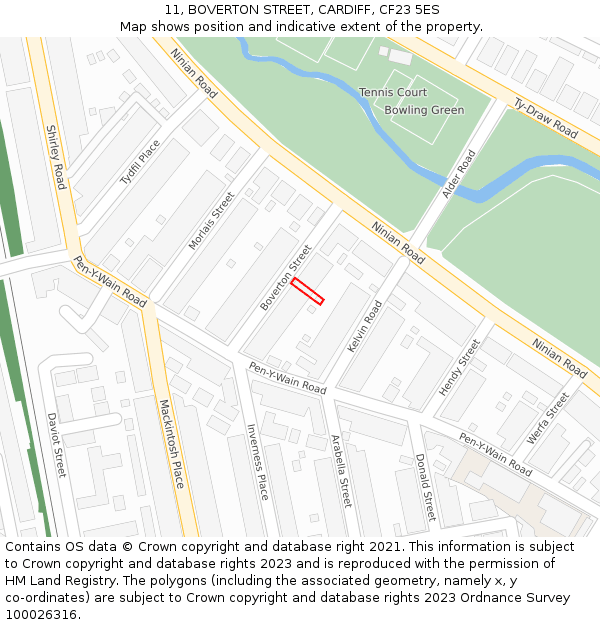 11, BOVERTON STREET, CARDIFF, CF23 5ES: Location map and indicative extent of plot