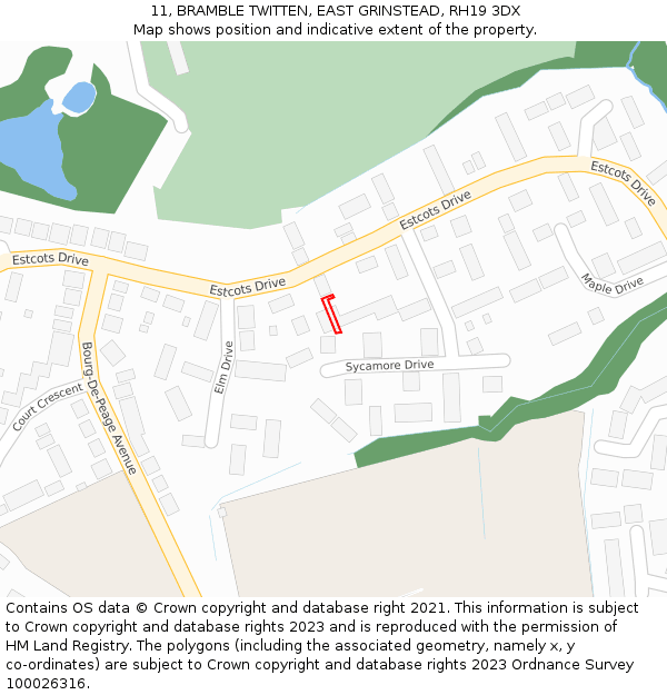 11, BRAMBLE TWITTEN, EAST GRINSTEAD, RH19 3DX: Location map and indicative extent of plot