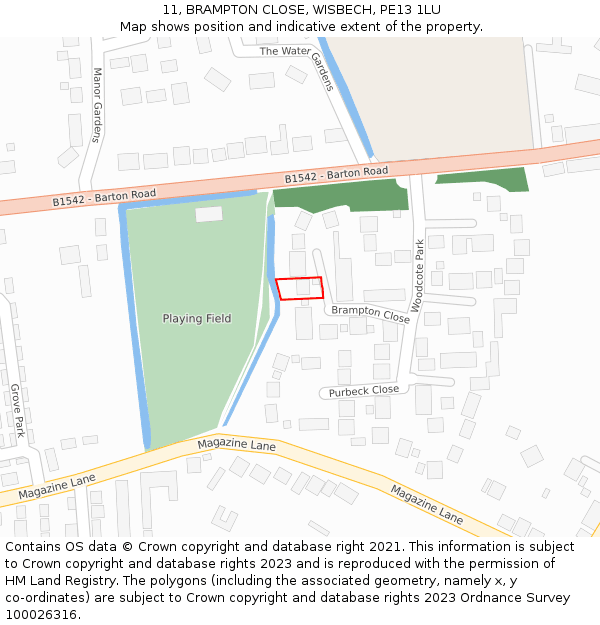 11, BRAMPTON CLOSE, WISBECH, PE13 1LU: Location map and indicative extent of plot