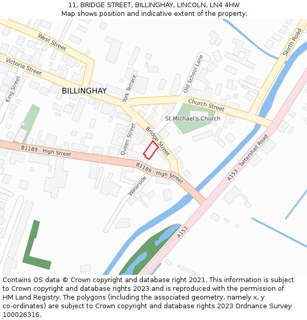 11, BRIDGE STREET, BILLINGHAY, LINCOLN, LN4 4HW: Location map and indicative extent of plot