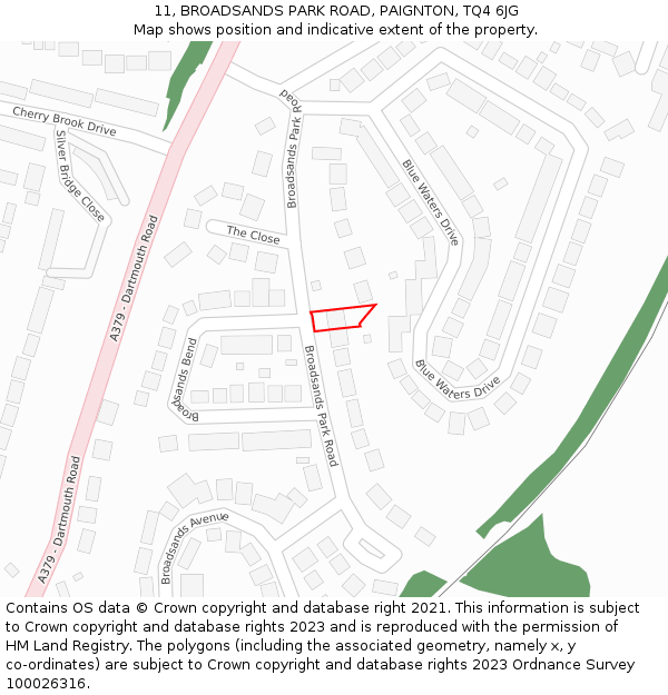 11, BROADSANDS PARK ROAD, PAIGNTON, TQ4 6JG: Location map and indicative extent of plot