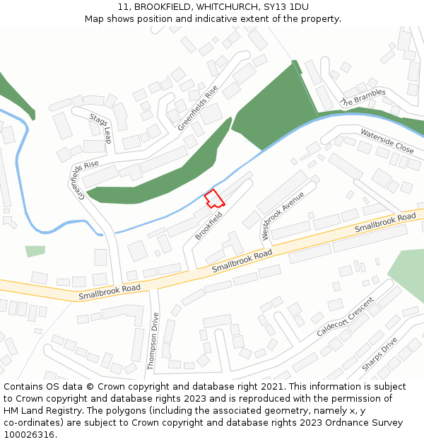 11, BROOKFIELD, WHITCHURCH, SY13 1DU: Location map and indicative extent of plot
