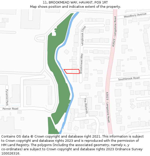 11, BROOKMEAD WAY, HAVANT, PO9 1RT: Location map and indicative extent of plot