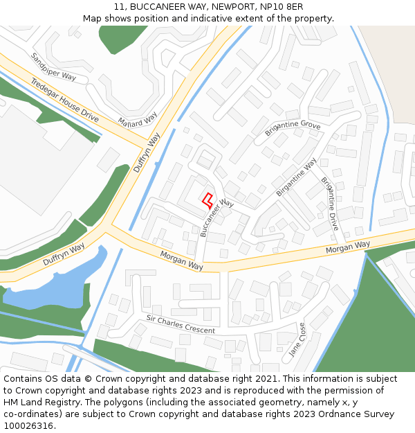 11, BUCCANEER WAY, NEWPORT, NP10 8ER: Location map and indicative extent of plot
