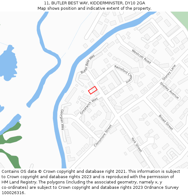 11, BUTLER BEST WAY, KIDDERMINSTER, DY10 2GA: Location map and indicative extent of plot