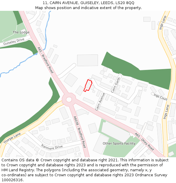 11, CAIRN AVENUE, GUISELEY, LEEDS, LS20 8QQ: Location map and indicative extent of plot