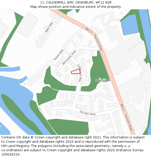 11, CALDERMILL WAY, DEWSBURY, WF12 9QP: Location map and indicative extent of plot