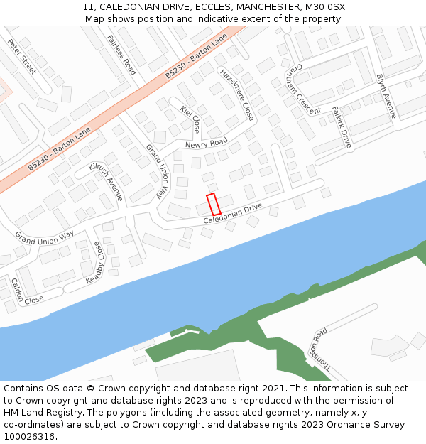 11, CALEDONIAN DRIVE, ECCLES, MANCHESTER, M30 0SX: Location map and indicative extent of plot