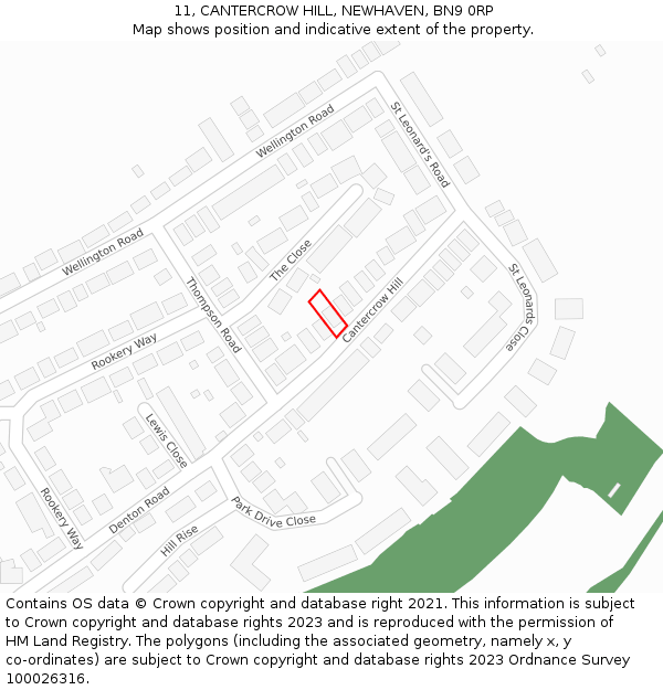 11, CANTERCROW HILL, NEWHAVEN, BN9 0RP: Location map and indicative extent of plot