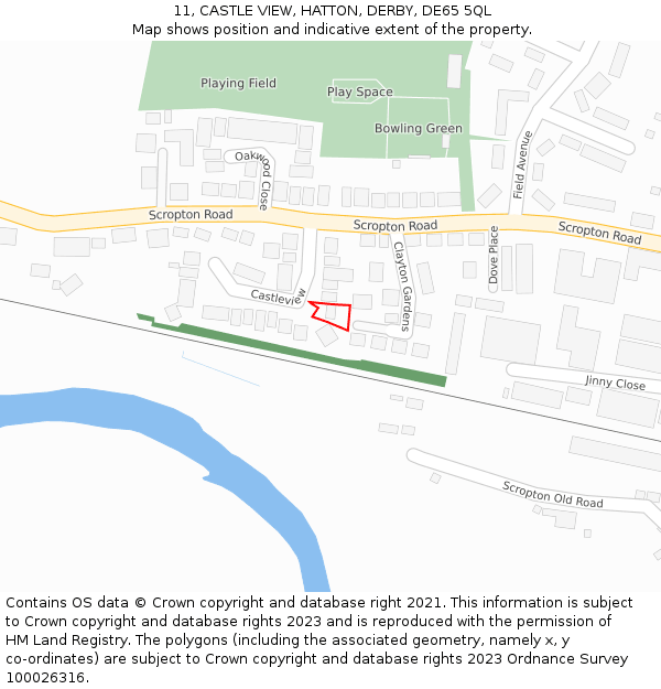 11, CASTLE VIEW, HATTON, DERBY, DE65 5QL: Location map and indicative extent of plot