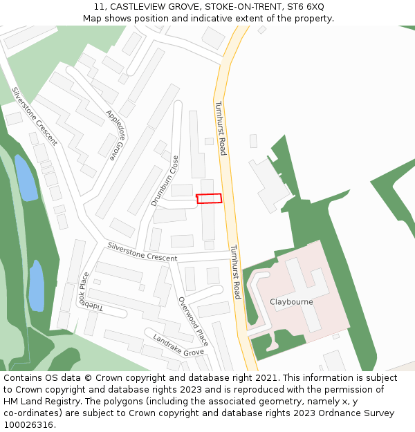 11, CASTLEVIEW GROVE, STOKE-ON-TRENT, ST6 6XQ: Location map and indicative extent of plot