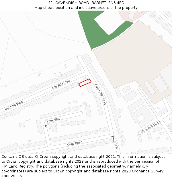 11, CAVENDISH ROAD, BARNET, EN5 4ED: Location map and indicative extent of plot