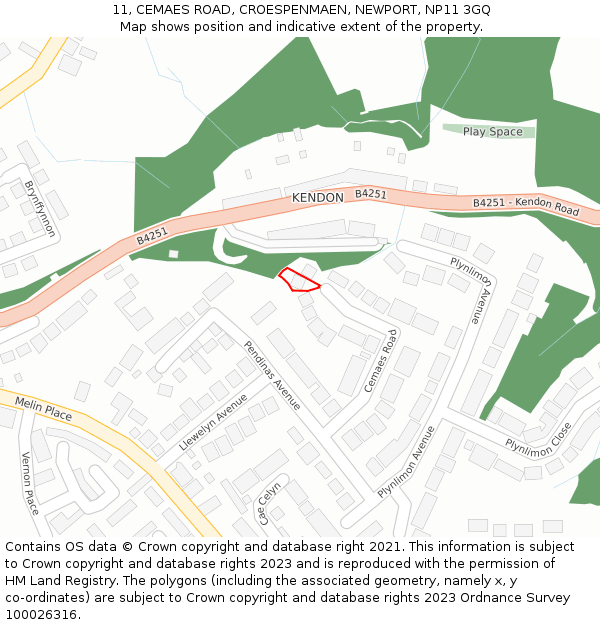 11, CEMAES ROAD, CROESPENMAEN, NEWPORT, NP11 3GQ: Location map and indicative extent of plot