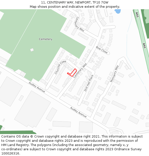 11, CENTENARY WAY, NEWPORT, TF10 7GW: Location map and indicative extent of plot