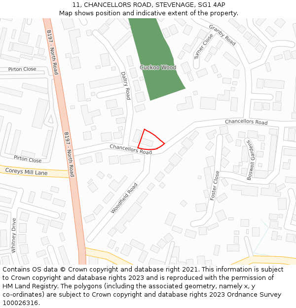 11, CHANCELLORS ROAD, STEVENAGE, SG1 4AP: Location map and indicative extent of plot