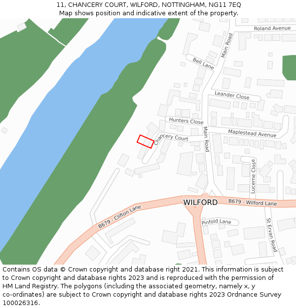 11, CHANCERY COURT, WILFORD, NOTTINGHAM, NG11 7EQ: Location map and indicative extent of plot