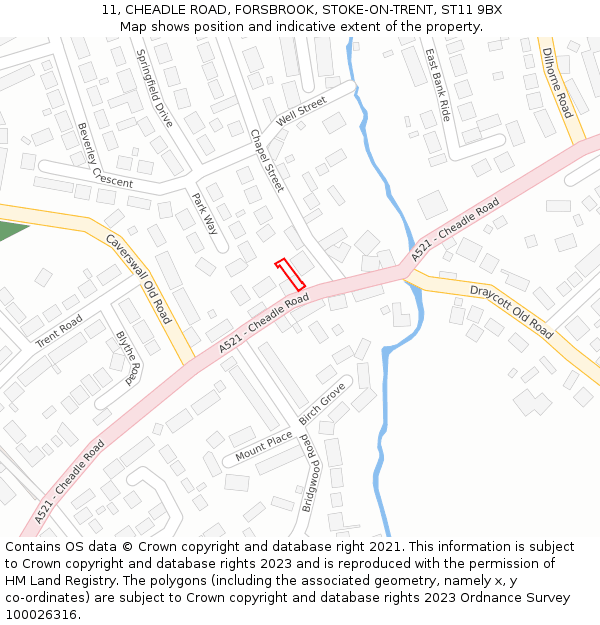 11, CHEADLE ROAD, FORSBROOK, STOKE-ON-TRENT, ST11 9BX: Location map and indicative extent of plot