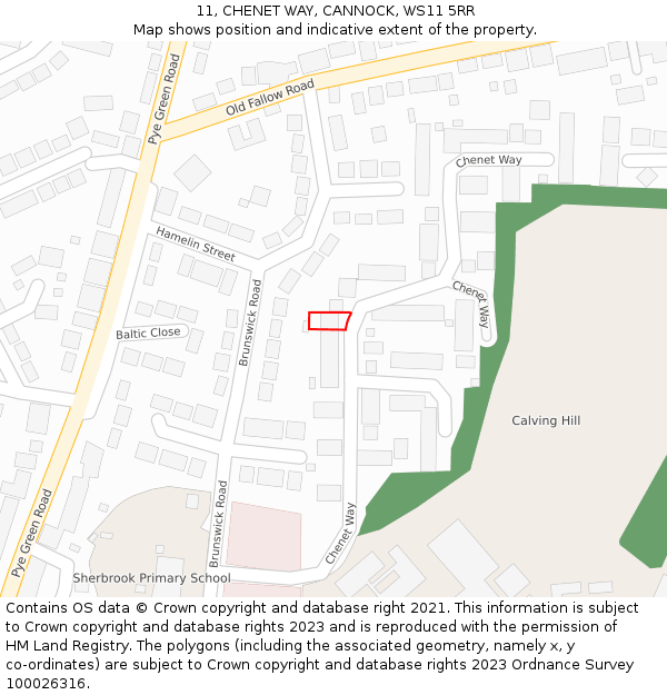 11, CHENET WAY, CANNOCK, WS11 5RR: Location map and indicative extent of plot