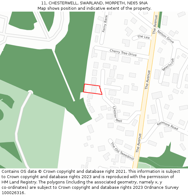 11, CHESTERWELL, SWARLAND, MORPETH, NE65 9NA: Location map and indicative extent of plot