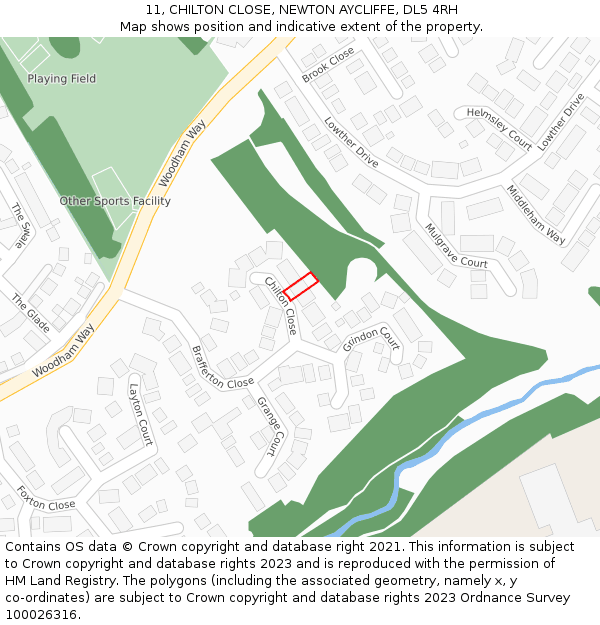 11, CHILTON CLOSE, NEWTON AYCLIFFE, DL5 4RH: Location map and indicative extent of plot