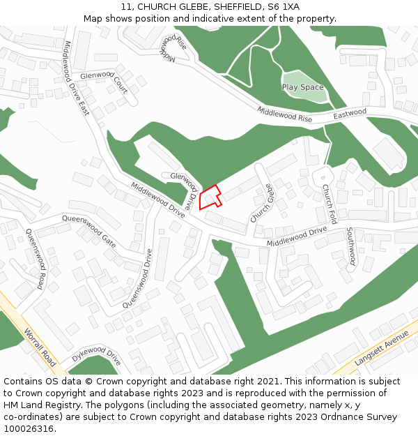 11, CHURCH GLEBE, SHEFFIELD, S6 1XA: Location map and indicative extent of plot