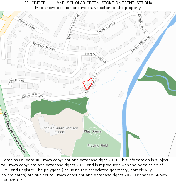 11, CINDERHILL LANE, SCHOLAR GREEN, STOKE-ON-TRENT, ST7 3HX: Location map and indicative extent of plot