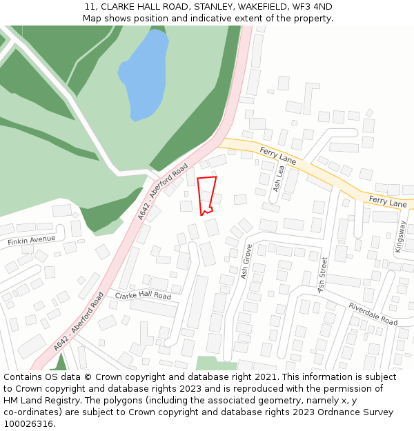 11, CLARKE HALL ROAD, STANLEY, WAKEFIELD, WF3 4ND: Location map and indicative extent of plot