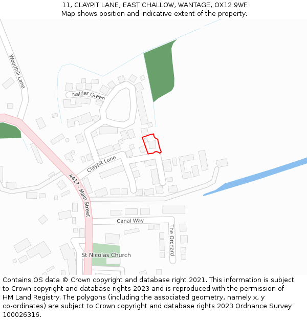 11, CLAYPIT LANE, EAST CHALLOW, WANTAGE, OX12 9WF: Location map and indicative extent of plot