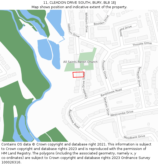 11, CLEADON DRIVE SOUTH, BURY, BL8 1EJ: Location map and indicative extent of plot