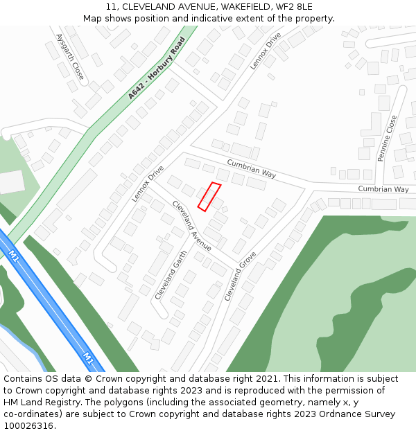 11, CLEVELAND AVENUE, WAKEFIELD, WF2 8LE: Location map and indicative extent of plot