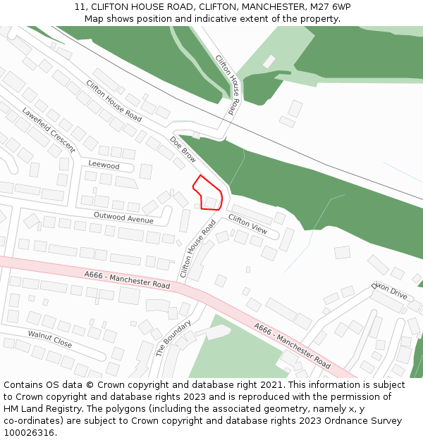 11, CLIFTON HOUSE ROAD, CLIFTON, MANCHESTER, M27 6WP: Location map and indicative extent of plot