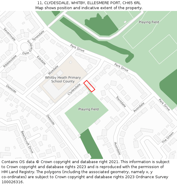 11, CLYDESDALE, WHITBY, ELLESMERE PORT, CH65 6RL: Location map and indicative extent of plot