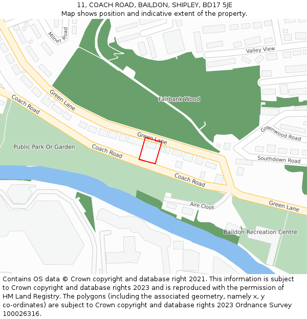 11, COACH ROAD, BAILDON, SHIPLEY, BD17 5JE: Location map and indicative extent of plot