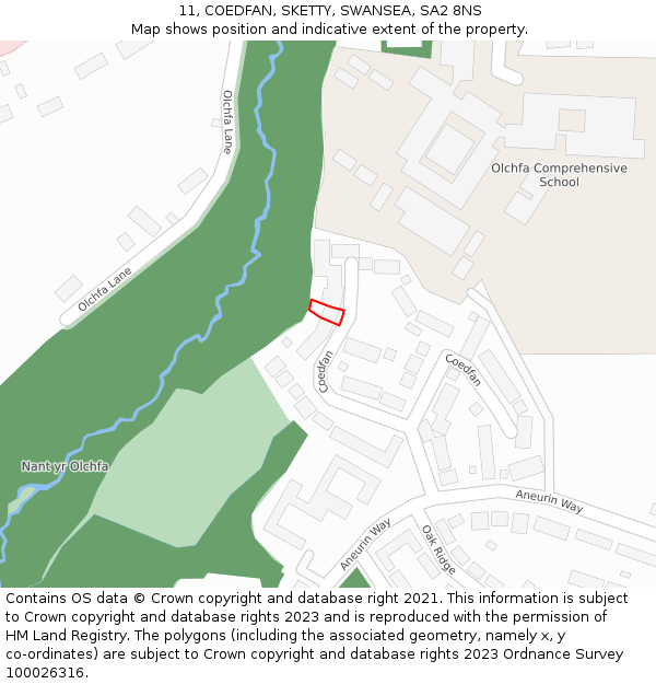 11, COEDFAN, SKETTY, SWANSEA, SA2 8NS: Location map and indicative extent of plot