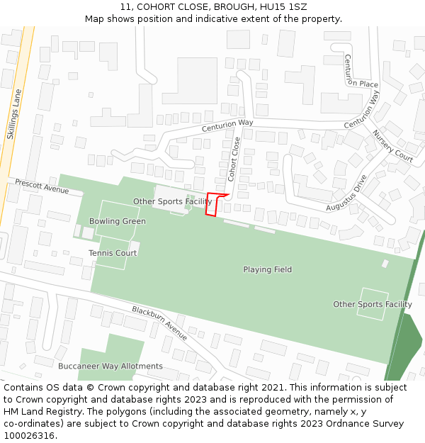 11, COHORT CLOSE, BROUGH, HU15 1SZ: Location map and indicative extent of plot