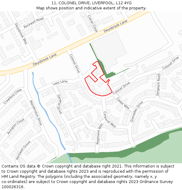 11, COLONEL DRIVE, LIVERPOOL, L12 4YG: Location map and indicative extent of plot