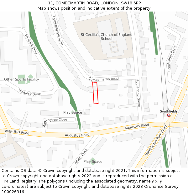 11, COMBEMARTIN ROAD, LONDON, SW18 5PP: Location map and indicative extent of plot