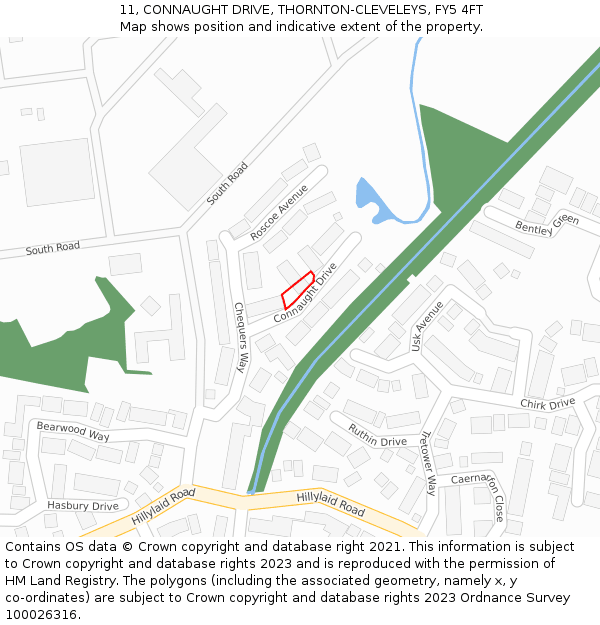 11, CONNAUGHT DRIVE, THORNTON-CLEVELEYS, FY5 4FT: Location map and indicative extent of plot