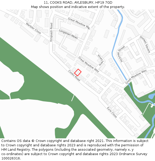 11, COOKS ROAD, AYLESBURY, HP19 7GD: Location map and indicative extent of plot