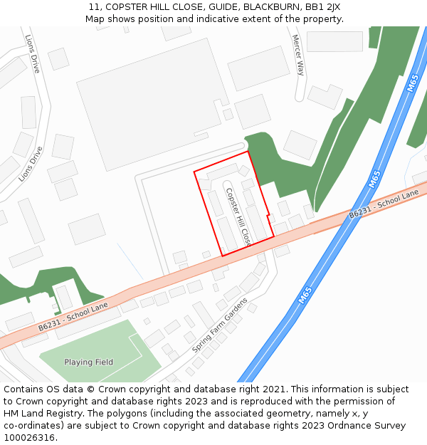 11, COPSTER HILL CLOSE, GUIDE, BLACKBURN, BB1 2JX: Location map and indicative extent of plot