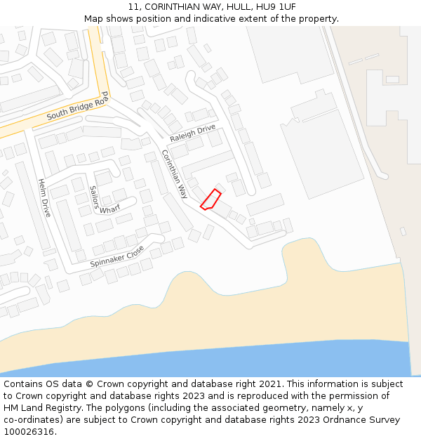 11, CORINTHIAN WAY, HULL, HU9 1UF: Location map and indicative extent of plot