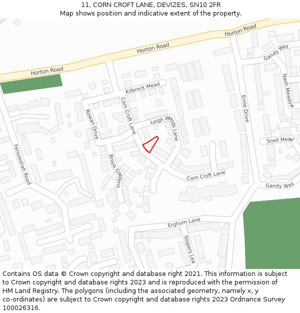 11, CORN CROFT LANE, DEVIZES, SN10 2FR: Location map and indicative extent of plot
