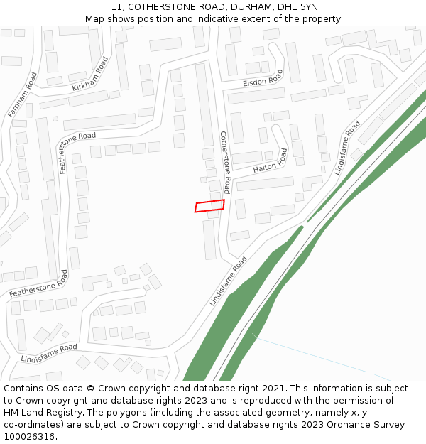 11, COTHERSTONE ROAD, DURHAM, DH1 5YN: Location map and indicative extent of plot