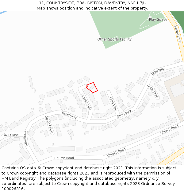 11, COUNTRYSIDE, BRAUNSTON, DAVENTRY, NN11 7JU: Location map and indicative extent of plot