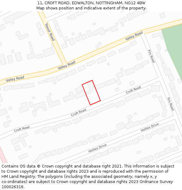 11, CROFT ROAD, EDWALTON, NOTTINGHAM, NG12 4BW: Location map and indicative extent of plot