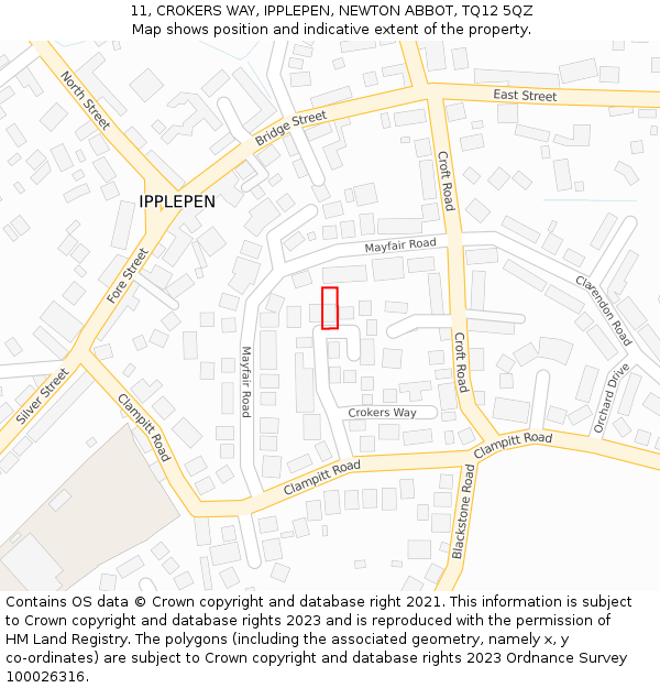 11, CROKERS WAY, IPPLEPEN, NEWTON ABBOT, TQ12 5QZ: Location map and indicative extent of plot