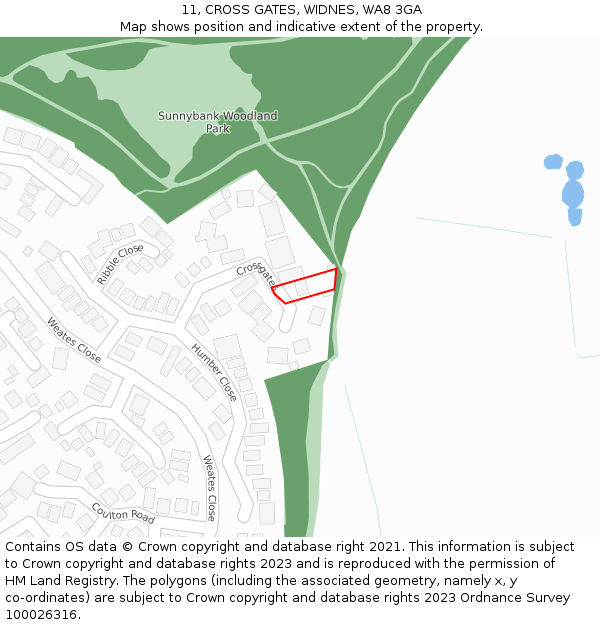 11, CROSS GATES, WIDNES, WA8 3GA: Location map and indicative extent of plot